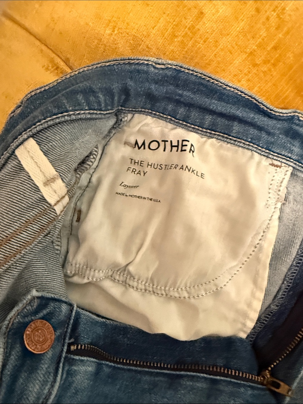 MOTHER Straight-Leg Mid Blue Jeans with Raw Hem - Picture 2 of 3